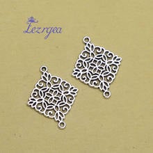 30pcs/lot--28x23mm,flower cham,Antique silver plated  Square Connector Flower charms,DIY supplies,Jewelry accessories 2024 - buy cheap