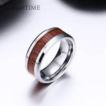 Fashion Tungsten Carbide Rings For Men Bands Engagement Ring Wood Stripe Sticker Tungsten Steel Ring  Jewelry Accessoeries 2024 - buy cheap