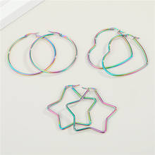 1Pair Minimalist Exaggerated Colorful Big Hoop Earrings For Women European Trendy Star Heart Round Large Circle Ear Stud Jewelry 2024 - buy cheap