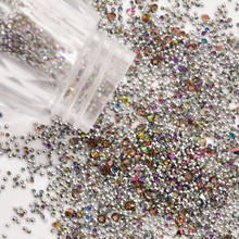 1 бутылка 10 видов стилей икра бусины Кристалл 0,4 мм-1 мм крошечные Стразы стеклянные микро бусины для кристалла 3D блеск ногтей Стразы 2024 - купить недорого