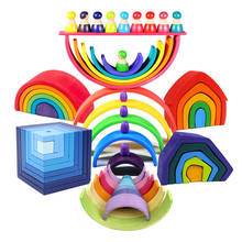 Wooden Rainbow Blocks Large Creative rainbow wooden toy Building Blocks Set montessori educational wooden toys for kids 2024 - buy cheap