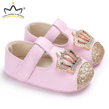 New Baby Shoes Cute Pink Crown Flower Bows Princess Baby Girl Shoes Cotton Mary Jane Newborn Shoes Toddler Infant First Walkers 2024 - купить недорого