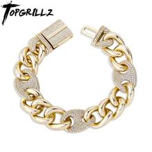 TOPGRILLZ 16mm Box buckle Bracelet Miami Cuban Chain Bracelet Iced Out Cubic Zirconia Hip Hop Fashion Jewelry 2024 - buy cheap