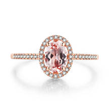 HELON-anillo de compromiso con diamantes de morganita Natural para mujer, sortija de compromiso ovalada de oro rosa de 14 quilates de 5x7mm, joyería fina a la moda, el mejor regalo 2024 - compra barato