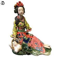 Wu chen-estátua xi shi, dispositivo clássico longo de arte chinês antigo para decoração de casa, artesanato em cerâmica, arte feminina, presente r7100 2024 - compre barato