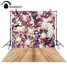 Allenjoy photophone backgrounds Wedding flower wood floor colorful romantic love party photographic backdrops photocall fabric 2024 - buy cheap