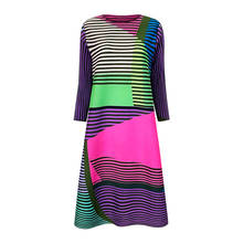 Miyake pleated striped dress Summer clothes for women 2020 geometric figure plus size sundress beveled split elegant vintage 2024 - buy cheap