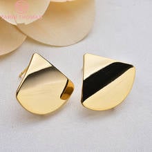 (121) 6 uds. De pendientes chapados en oro de 20x23MM de 24K, pendientes de tuerca de superficie brillante, accesorios para fabricación de joyas DIY de alta calidad 2024 - compra barato