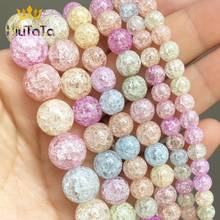 Natural Stone Beads Colorful Round Cracked Crystal Loose Beads For Bracelet Necklace DIY Fashion Jewelry Making 15'' 6/8/10/12mm 2024 - buy cheap