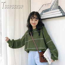 2019 coreano listra moda suéter feminino de tricô solto pulôver estilo bf blusas femininas 2024 - compre barato