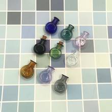 Mini garrafa de vidro em formato plano, 3 pçs rosa/roxo/preto/verde/azul/transparente/cinza/verde escuro/arco-íris com rolha rolha frascos minúsculos 2024 - compre barato