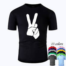 Camiseta de algodón Unisex, camisa de manga corta con diseño de gesto de mano, arte de línea con cuello redondo, de verano, m01057 2024 - compra barato