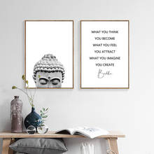 Estatua de Cabeza de Buda Zen, decoración artística de letras budistas, imagen de calidad, lienzo, póster, pintura, decoración del hogar, sala de estar, sofá, decoración de pared A961 2024 - compra barato