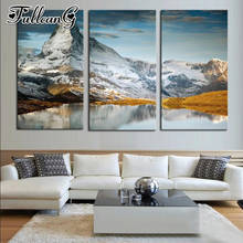 FULLCANG diy large triptych diamond painting 5d mosaic embroidery snow mountain natural scenery full square round drill FC2041 2024 - buy cheap