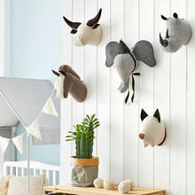 INS скандинавском Стиль 3D Животные головка слон, носорог лошадь извилистые плюшевые стене висит украшение для девочек номер Декор детские подарки 2024 - купить недорого