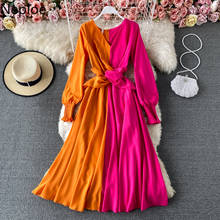 Neploe-vestido maxi feminino, roupão de primavera e praia, estilo slim fit, elegante, vestido de retalhos com cores de contraste, 2021 2024 - compre barato