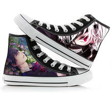 Calçados casuais estampa de anime tokyo ghoul, sapatos de lona plimsolls 3d kaneki ken touka kirishima, sapatos baixos, pato 2024 - compre barato