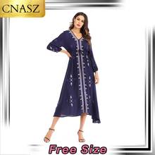 Muslim Dress Dubai Turkey Fashion Embroidered Skirt Islamic Arab Middle East Lace-Up Waist Long Dress African Moroccan Elegant 2024 - buy cheap