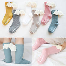 Baby Girls Knee High Socks  Angel wing  Summer Autumn Cotton Socks Solid Candy Color Kids Toddler  Short Socks For Children 2024 - купить недорого