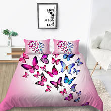 Butterflies Bedding Set Girls Creative Beautiful Duvet Cover Queen Pink King Twin Full Single Double Unique Design Bed Set 2024 - buy cheap