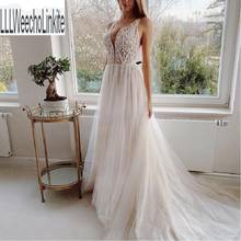 Ivory Lace Appliques Beading Spaghetti Straps  A-Line  Wedding Dresses Floor-length V-Neck Bridal Gowns Chapel Train 2024 - buy cheap