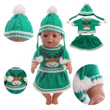 Conjunto de 3 unids/set de traje de lana verde, chaqueta + falda + sombrero, Bonito traje cálido para muñeca bebé recién nacido americana de 18 pulgadas y de 43 Cm, nuestra generación 2024 - compra barato