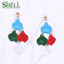 Shell bay flower Drop Earrings For Women Korean Fashion Geometric Gold metal simple Multicolor petal Earring Girl gift Jewelry 2024 - buy cheap