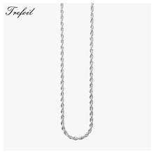 Silver Twisted Cord Chain Necklace,Fashion Colares Jewelry Trendy Basic Accessories 925 Sterling Silver Gift For Men Girl Women 2024 - buy cheap