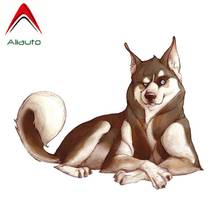 Aliauto Funny Car Accessories Crouching Husky Decorate Sticker PVC Decal for Toyota Honda Fit Civic Nissan 14cm*11cm 2024 - buy cheap