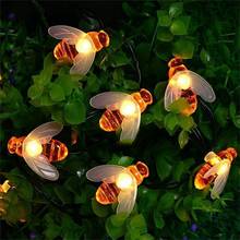 Guirnalda de luces LED con forma de abeja para exteriores, lámpara de energía Solar, guirnaldas solares, decoración navideña para jardín y exteriores 2024 - compra barato