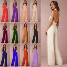 2020 Fashion Wedding Party Women Jumpsuit Sexy Sleeveless Halter Elegant Backless Wide Leg Pants Ladies Romper Overalls 2024 - buy cheap