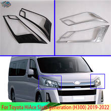 Para toyota hiace sexta geração (h300) 2019-2022 acessórios do carro frente cabeça luz farol lâmpada capa guarnição molding quadro 2024 - compre barato