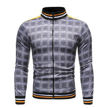 Jaqueta xadrez masculina, casaco de beisebol listrado casual de primavera, alta qualidade, streetwear bomber 2024 - compre barato