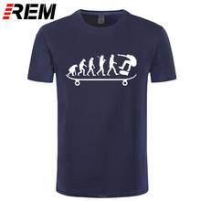 Camiseta de verão com estampa de skate humano, camiseta curta masculina de algodão com gola redonda 2024 - compre barato