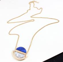 New Occident Fashion Jewelry Long Chain of White Natural Stone Lapis Lazuli Pendant Necklace Alloy Chain Necklace 2024 - buy cheap