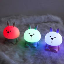 Cute Rabbit Silicone Night Light Children Baby Night Lamp Led USB Charging Pat Table Lamps Bedside Lighting Kids Holiday Gifts 2024 - buy cheap