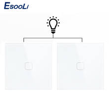 EsooLi Smart Home EU Standard Luxury Glass Crystal Panel 1 Gang 2 Way Light Wall Touch Switch Waterproof and Fireproof 2024 - buy cheap