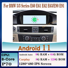 Radio con GPS para coche, reproductor Multimedia con Android 11, 8 núcleos, 8 + 128G, BT, 4G, LTE, para BMW serie 5, E60, E61, E62, E63, Serie 3, E90, E91, CCC/CIC 2024 - compra barato