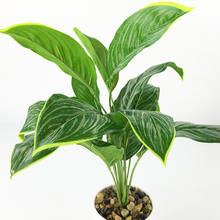 46cm 9 cabeças artificial monstera tropical palmeira bonsai plantas folhas de plástico ramo plantas para interior escritório decoração de natal 2024 - compre barato