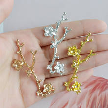 Pingente liga de ouro/prata 50 peças, 25*55mm flor folha ramo charme para fazer jóias de casamento diy amuletos artesanatos 2024 - compre barato
