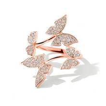 Anillo de apertura de mariposa para mujer, anillos ajustables con personalidad de circón de cristal completo, 3 colores, novedad 2024 - compra barato