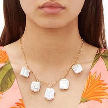 Baroque pearl necklace bohemian stainless steel chain necklace women natural freshwater big pearl 2019 new jewelry wholesale 2024 - buy cheap