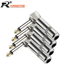 10PCS 6.35MM Jack Right Angle Wire Connector 4 Corners 2 Poles 6.35MM Mono Male Plug Microphone Connector Guitar Plug Adapter 2024 - buy cheap