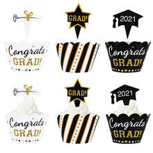 Graduation Cake Toppers Paper Cards Cupcake Wrappers Bachelor Doctor Cap Cake Decor for Congrats Grad Ceremony Party Decoration 2024 - buy cheap