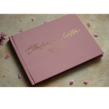 Livro de assinaturas personalizado em folha metálica para casamento, festa de noivado, rosa fofo dourado 2024 - compre barato