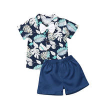 Conjunto de roupas infantis bebê menino formal florido camiseta shorts calças de verão roupas conjunto de 2 peças 2024 - compre barato