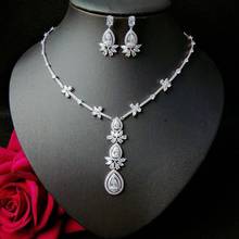 HIBRIDE Elegant Long Shinny CZ Dangle jewelry Sets Sparking Zircon Luxury Wedding jewelry Set Bijoux for Women Party Gifts N-25 2024 - buy cheap