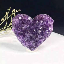 MOKAGY 1pc 3cm-5cm Natural Crystal Crafts Amethyst Cluster Heart Shaped Stone 2024 - buy cheap