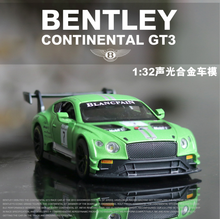 Суперспортивная модель автомобиля Bentley GT3 1: 32, акустическая модель возврата для мальчиков на день рождения, новый год, Рождество, Зеленый подарок 2024 - купить недорого