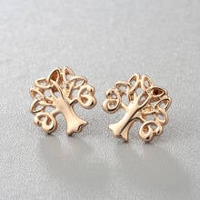 Nuevos pendientes de árbol de la vida de la paz de las plantas para mujeres y niñas, joyería de oro y plata, regalo de cumpleaños para niñas, pendientes de tuerca para mujer 2024 - compra barato